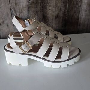 Hey Girl Corkys Fisher Ivory Gladiator Platform Sandals 10